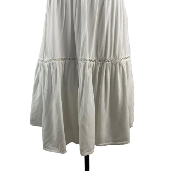 AMERICAN EAGLE OUTFITTERS WHITE TIERED BOHO DRESS FLORAL CROCHET LACE BACK XXS - Picture 3 of 9